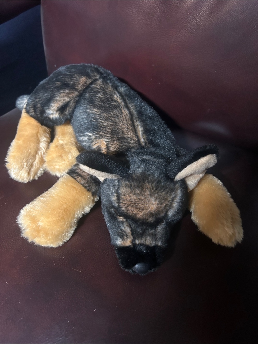 Plush German Shepherd Dog Toy - Black and Brown - Picture 3 of 8